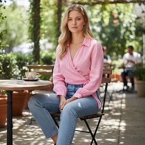 Zara Soft Pink Wrap Blouse